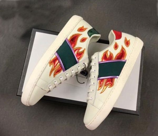 

2019 men designer shoes fashion leather sneaker ace shoes animal flat deisgner women shoes luxury sneakers with box, White;red