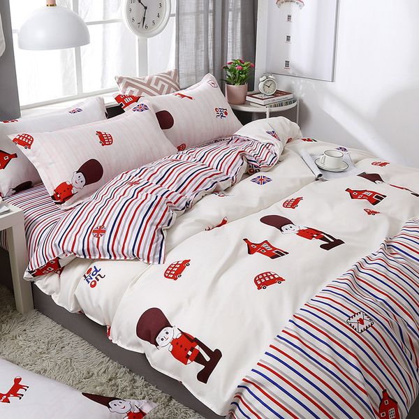 

3/4pcs kawaii cartoon style pattern comfortable family bedding set duvet cover flat sheet pillowcases wholesale dropshipping
