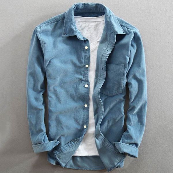 

men corduroy cord shirts casual long sleeve retro collar cardigan coats j55, White;black