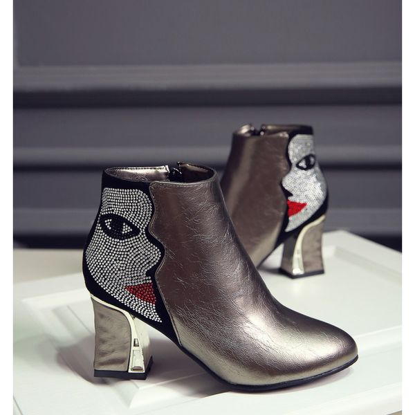 

new fashion women shoes boots ankle boots for autumn and winter women ladies big size red black sliver beige