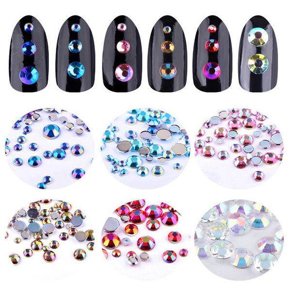 

one box super glitter crystal ab flat back nail rhinestone 3d nail art decoration glass manicure accessories, Silver;gold