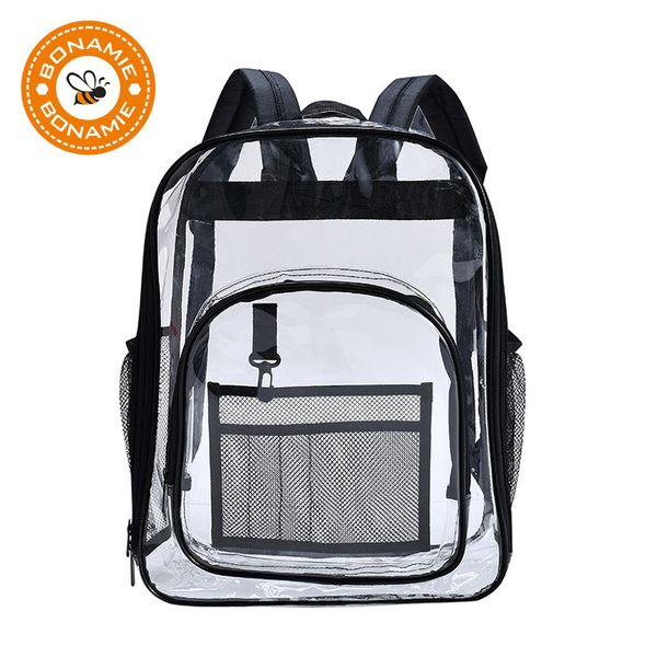 

bonamie transparent school bags for teenage girls women clear pvc backpack large capacity student backpack fashion bookbag new