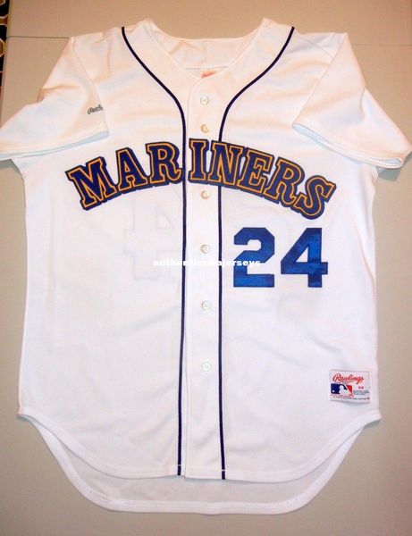 

retro 24# ken griffey jr rawlings seattle white jersey mint rookie 1989 90 mens stitched baseball jerseys, Black;blue