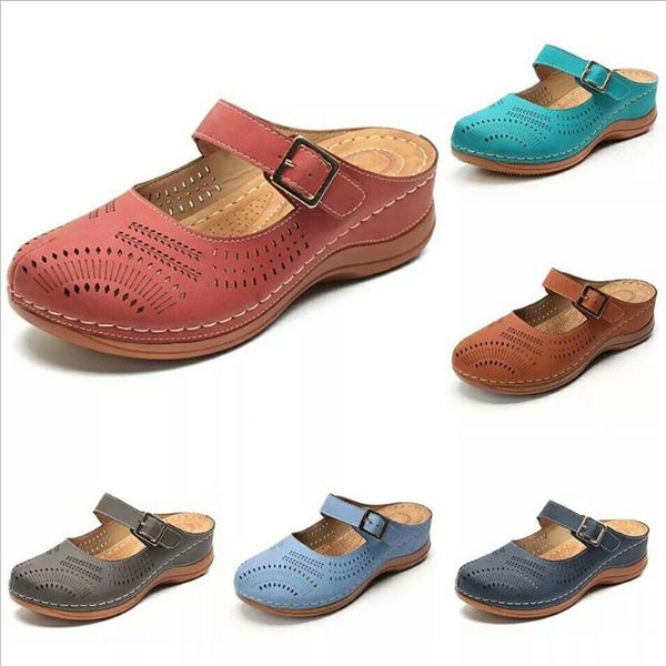 

2020 summer women's sandals handmade pattern solid color sandals casual sewn women's platform shoes sand-shoes size 35-43, Black