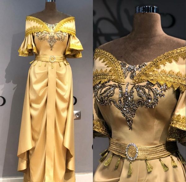 

Elegant Mermaid Evening Formal Dresses 2019 Beaded Gold Prom Dress Plus Size Evening Gowns Evening Wear robe de soiree Abendkleider
