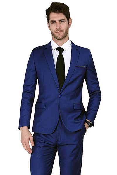 Giacca sportiva da uomo blu di classe su misura di carne personalizzata Slim Fit Risvolto con risvolto Abito da smoking con un bottone Giacca separata Cappotti Smoking dello sposo