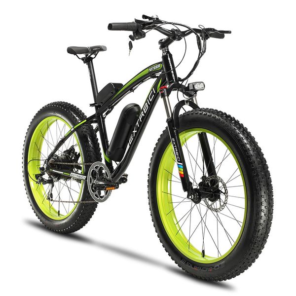 

Cyru her xf660 48v 500w electric now bike mountain electric bicycle 7 4 0 fat tire ebike with adju table handlebar di c brake