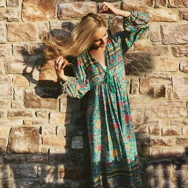 

womens clothing summer dresses inspired summer dress bohemian floral print tassel long dresses v neck loose dress women hippie chic, Black;gray