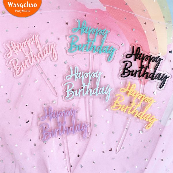 

colorful double layer transparent acrylic happy birthday cake er kids birthday party supplies baby shower decoration
