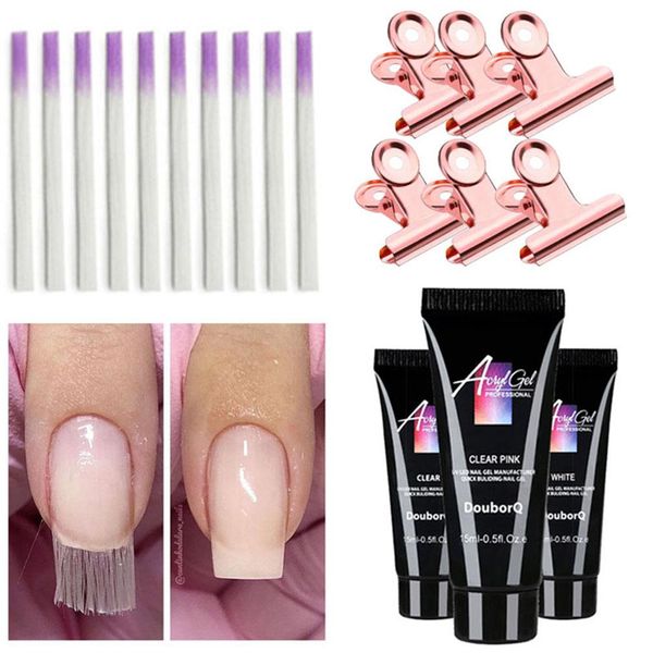 

major dijit fiberglass nail extension fibers clamps uv polygel builder gel set