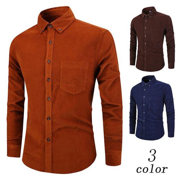 

mens summer desinger retro corduroy shirt casual new fashion long sleeve slim fit shirt, White;black