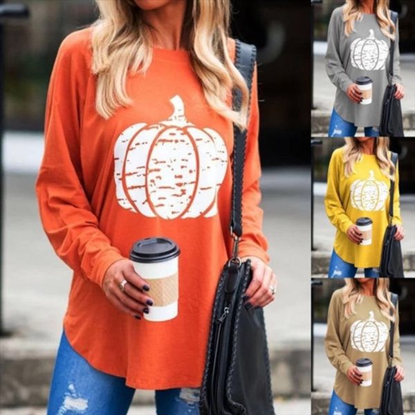 

2019 round collar printed long sleeve all-match loose casual 2019 round collar printed long sleeve all-match pumpkin pumpkin loose casua, White