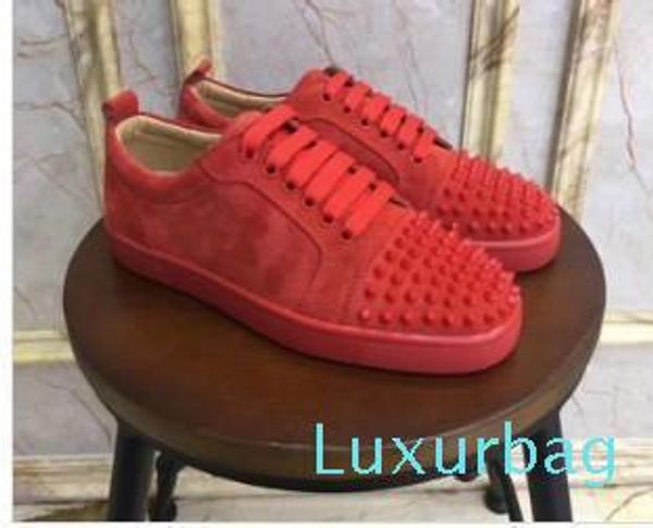 

2020 mens designer shoes women designer sneakers low cut spikes flats shoes red bottom for men and women leather sneakers party, Black