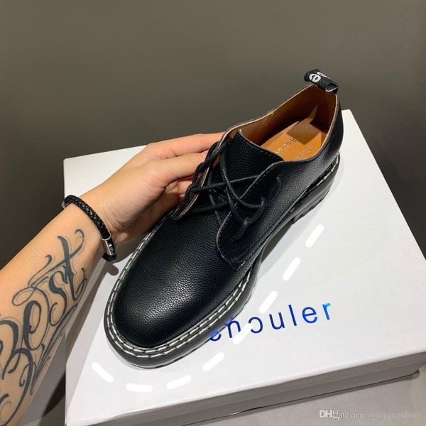 

luxury 2020 autumn shopping mall with the same cow leather british wind solid color fashion casual women's leather shoes