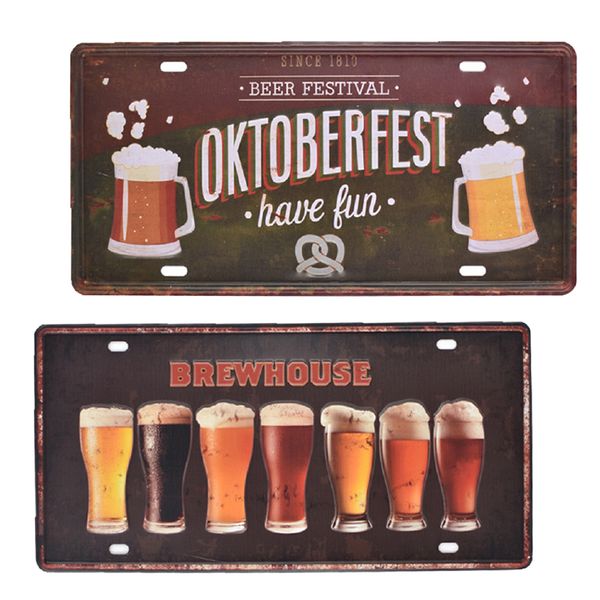 

2pieces bar home club wall art decor retro hanging metal tin sign plate plaque