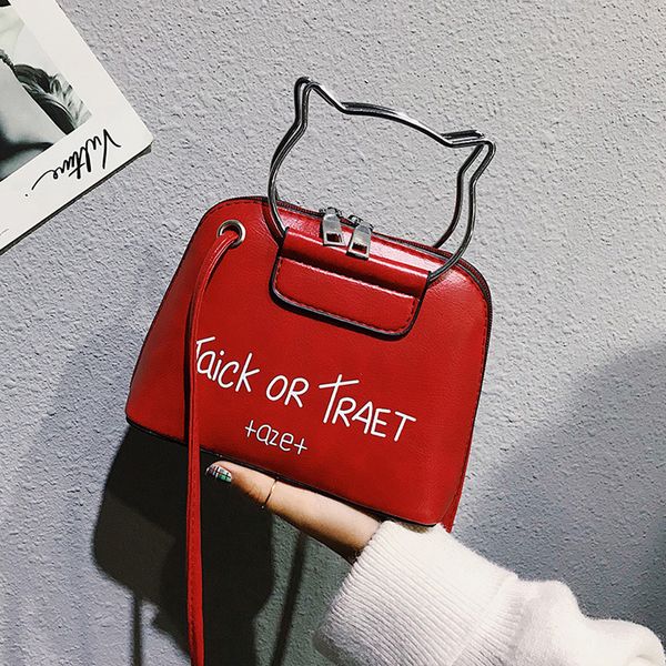 

women messenger bag 2018 new cat ear handle pattern handbags ladies pu leather shoulder crossbody bags phone money pouch