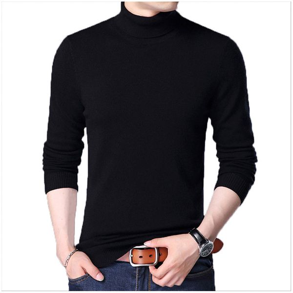 

men's sweaters men sweater wool korean thin solid color slim casual long sleeve turtleneck, White;black