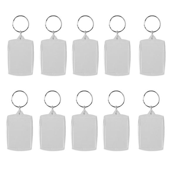 

10 pcs keychain keyring diy p frame rectangle 4x5.6cm, Silver
