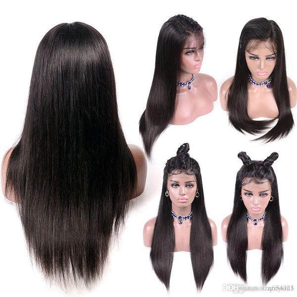 

парик фронта шнурка человеческих волос бразильские волосы 360 парик фронта шнурка прямые парики парики фронта шнурка человеческие волосы для, Black