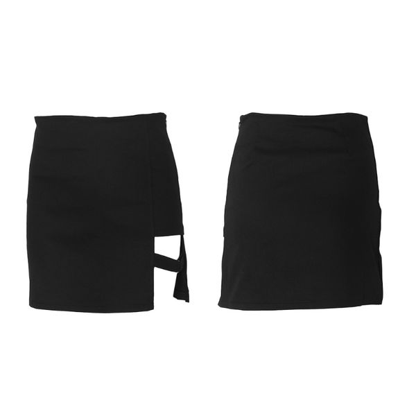 

korean style black package hip skirts gap irregular hem pencil micro mini skirt