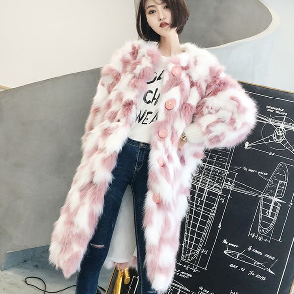 

women winter autumn long faux fur coat fluffy overcoat, Black