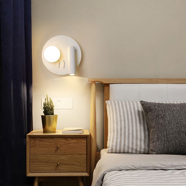 

black/white new ideal modern brief bedroom study wall lights simple bedside lamp creative living room wall lamps sconce