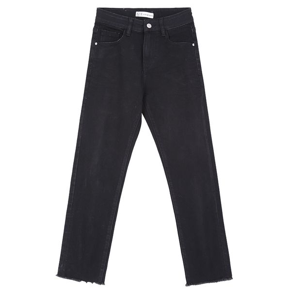

leijijeans new autumn casual black jeans plus size l classical denim full length loose straight jeans mid waist women 7306, Blue