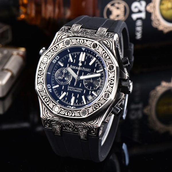 

audemars brand luxury watches 45mm quartz satch luxury watch fashion men's watches relogio brand wristwatches, Slivery;brown