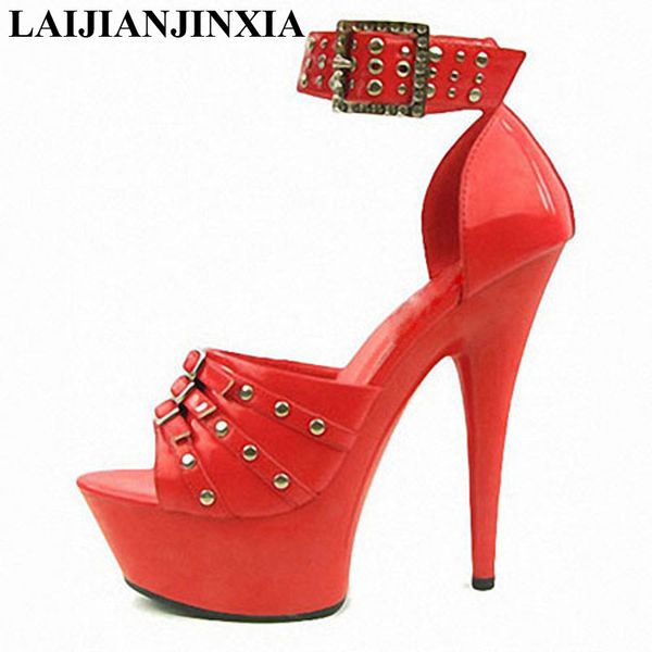 

laijianjinxia new women summer 15cm thin high-heels shoes ankle strap nightclub dancing shoes sandals pole dance, Black