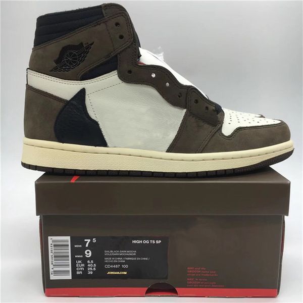 

2019 new authentic 1 high retro travi cott og t p 3m cactu jack dark mocha men ba ketball hoe neaker cd4487 100 with box