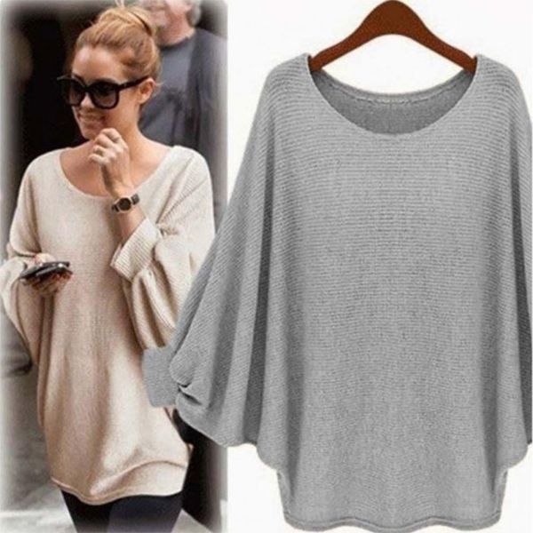 

women casual sweater knitted batwing pullovers ladies loose autumn outwear fashion women jumper pull femme, White;black