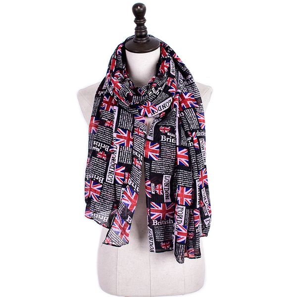 

new design women uk british flag print scarf casual london letters union jack shawl and scarves brand viscose muslim hijab yg317