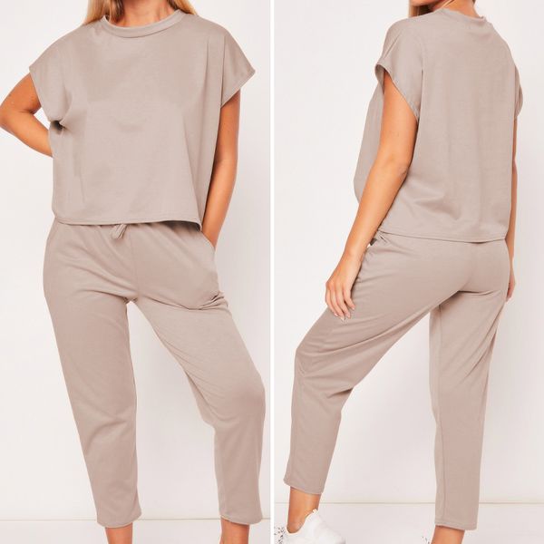 

two piece set women tracksuit short sleeve corp and ankle pants female 2 piece outfits summer 2020 fashion solid pant sets, White