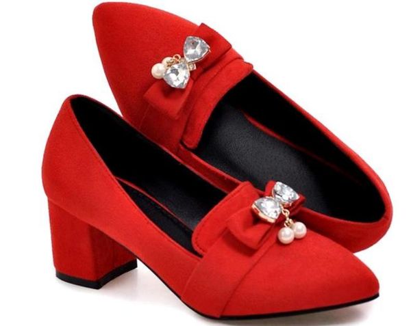 

women's shoes in spring and autumn high coarse heel pointed end suede @2602, Black