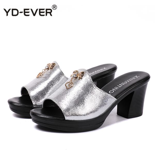 

women slipper's ladies summer slippers shoes women high heels fashion rhinestone summer shoes leather, Black