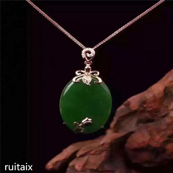 

kjjeaxcmy boutique jewels s925 pure silver inlay natural jade lady pendant + necklace money bag round jewelry plant leaves