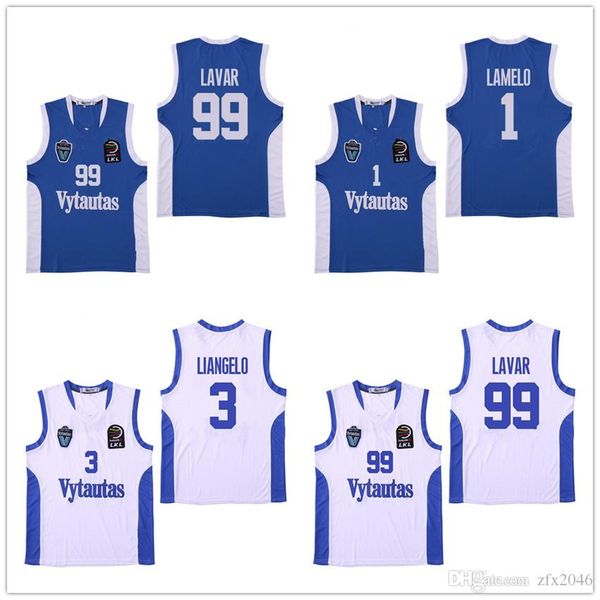 

Lithuania Prienu Vytautas Basketball jersey 1 LaMelo Ball 3 LiAngelo Ball Uniform 99 LaVar Ball Men shirts Team Blue White Stitched