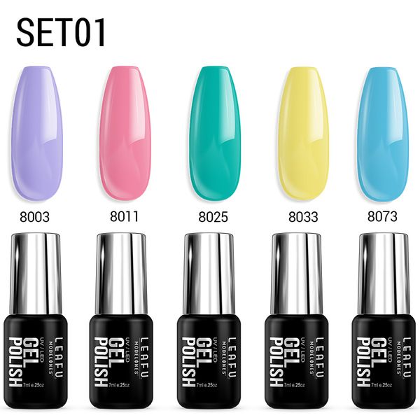 

modelones 5pcs/lot nail gel polish kits long lasting led gel soak off uv/led nail art manicure candy color series polish, Red;pink