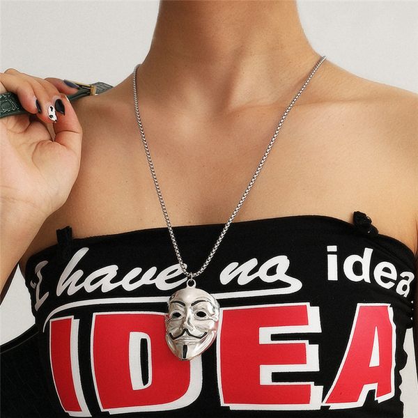 

10pcs/lot south american stereoscopic face necklace cold style mask hollow out chain for party gift pendant necklace jewelry, Silver