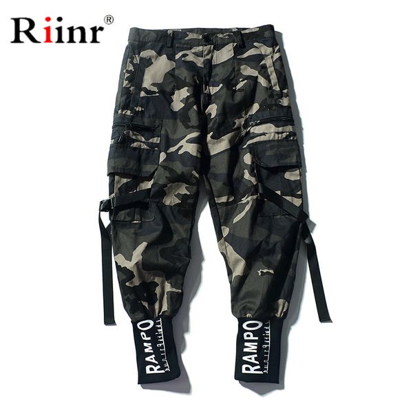 

autumn brand men fashion cargo pants multi-pockets baggy men pants casual trousers overalls camouflage man cotton, Black