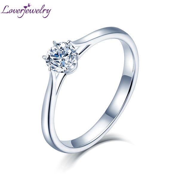 

loverjewelry 14k moissanite ring women round cut natural moissanite lab grown diamond in white gold for female engagement gift, Golden;silver