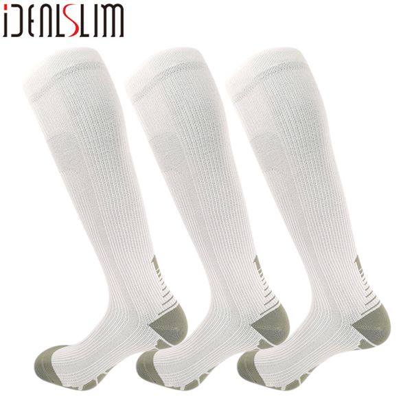 

idealslim 3 pairs compression cycling socks running socks men calf sleeve calf shin supports for hiking yoga, Black