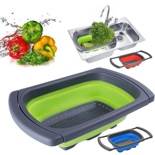 

two forms a set collapsible kitchen colander fruit vegetable strainer drainer washing basket plastic drain vegatable basket