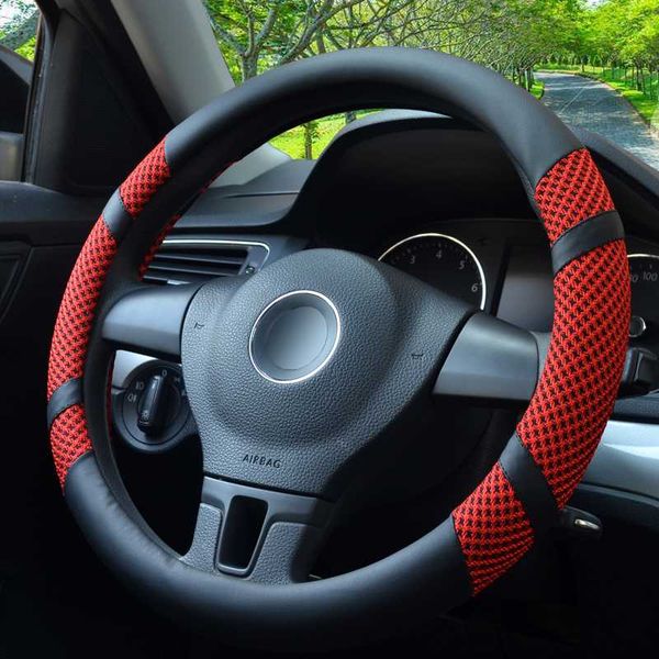 

ice silk sports style car steering wheel cover for 38cm leather breathable fabric braid car steering-wheel cover fit most cars