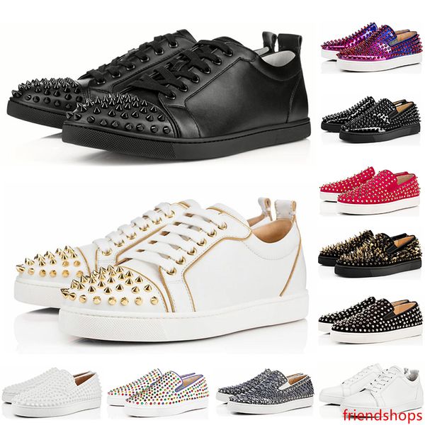 

2019 luxury designer women shoes low nude black red leather pointed toes pumps party genuine leather casual sneaker shoes