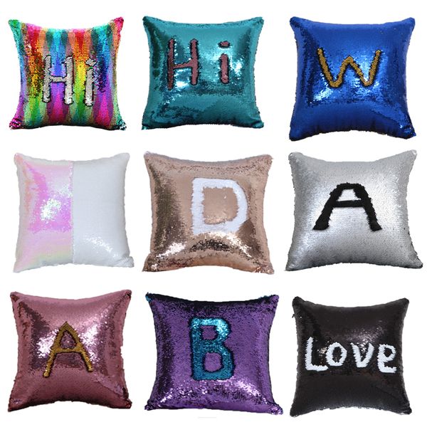 

magic pillowcase sequins throw pillow mermaid 40*40cm cushion cover decorative reversible sequin pillowcover for sofa decorative