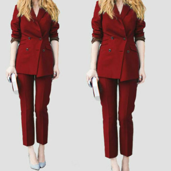 Red Mãe Vinho da noiva Ternos Ladies usar uniforme Slim Fit Trabalho Formal Wear festa à noite para o casamento (Jacket + calça)