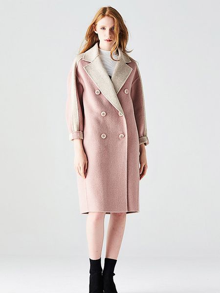 

woolen coat women 2019 autumn winter new double-sided cashmere jacket double breasted solid color long woolen coats, Black