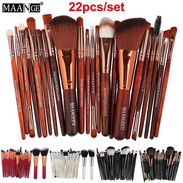 MAANGE Marca Profissional 22 pcs Cosméticos Pincéis de Maquiagem Set Blush Sombra Em Pó Escovas Foundation Sobrancelha Lip Make up Escova kit por DHL