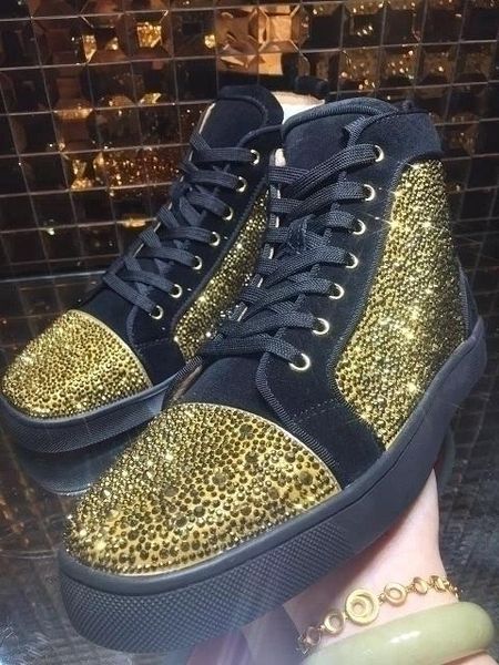 

2019 new red bottoms sneakers shoes for women luxury mens blue crystal outdoors red bottom designer chaussures zapatillas casual shoes l3, Black